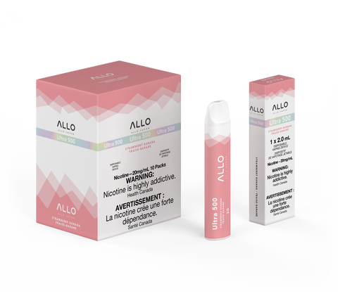 Allo 500 Strawberry Banana disposable vape, 500 puffs, 2mL 20mg