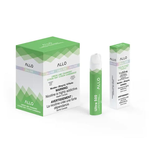 Allo 500 Lemon Lime Cranberry disposable vape, 500 puffs, 2mL 20mg