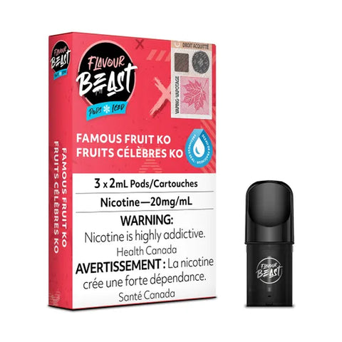 Flavour Beast Pod Pack Famous Fruit Ko, pear pineapple apple grape blend, 3x2mL 20mg pods