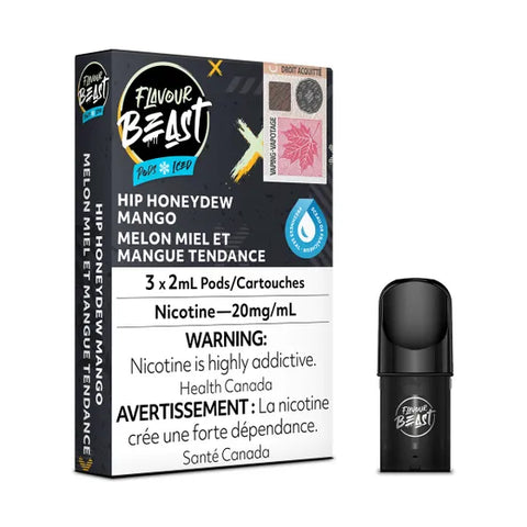 Flavour Beast Pod Pack Hip Honeydew Mango, banana honeydew mango blend, 3x2mL 20mg pods