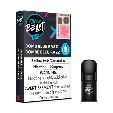 Flavour Beast Pod Pack Bomb Blue Razz, blueberry raspberry blend, 3x2mL 20mg pods