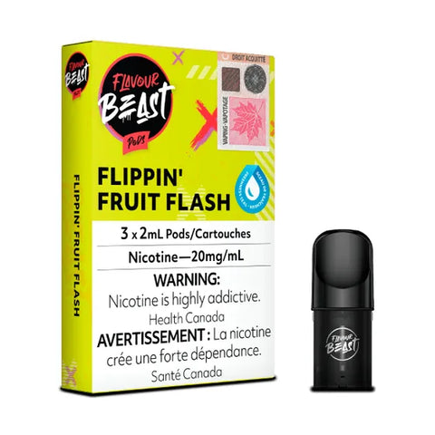 Flavour Beast Pod Pack Flippin' Fruit Flash Rainbow Burst, lemon lime orange strawberry grape blend, 3x2mL 20mg pods