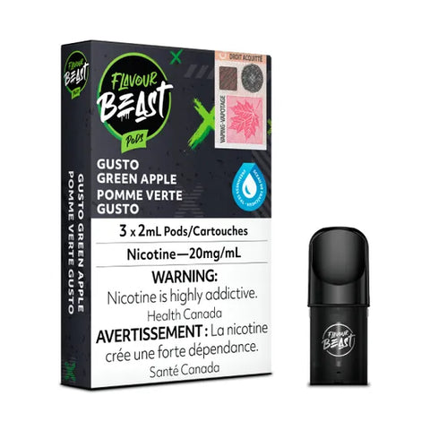 Flavour Beast Pod Pack Gusto Green Apple, 3x2mL 20mg pods