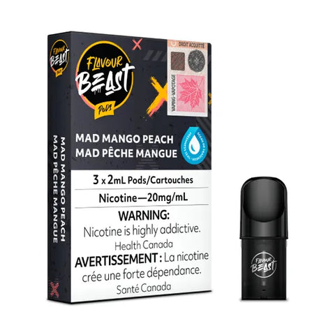 Flavour Beast Pod Pack Mad Mango Peach, 3x2mL 20mg pods