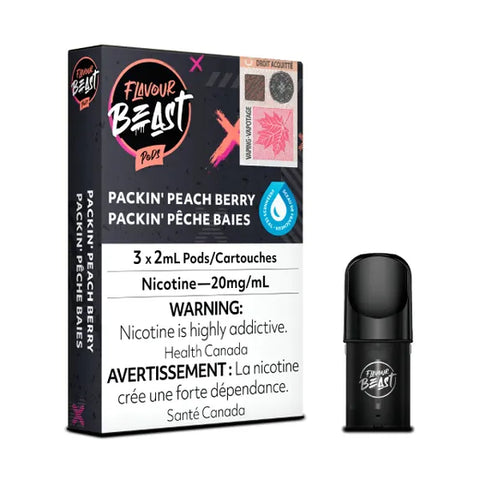 Flavour Beast Pod Pack Packin' Peach Berry, blueberry peach raspberry blend, 3x2mL 20mg pods