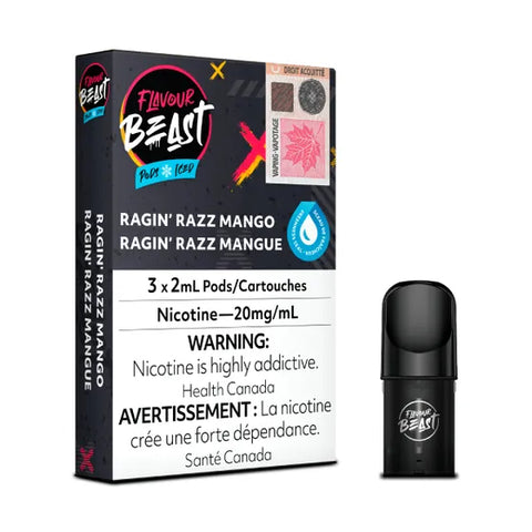 Flavour Beast Pod Pack Ragin' Razz Mango, mango raspberry blend, 3x2mL 20mg pods
