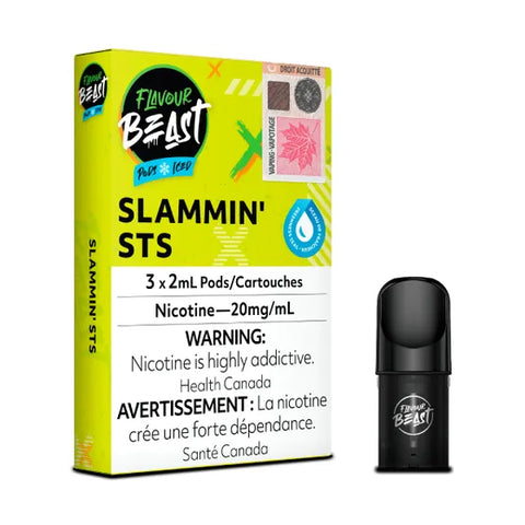 Flavour Beast Pod Pack Slamin' STS Sour Snap, blue raspberry cherry lemon lime orange blend, 3x2mL 20mg pods